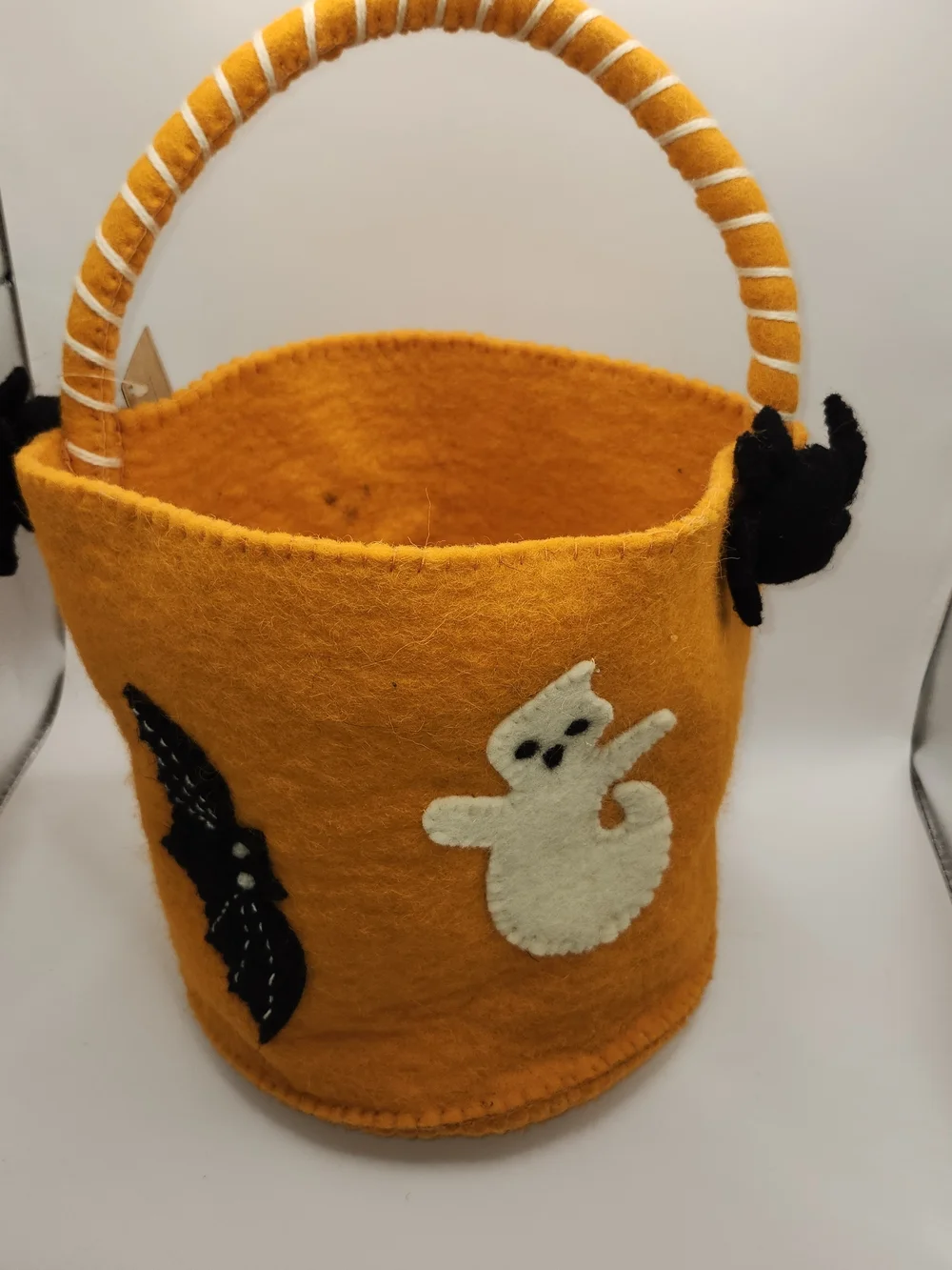 Anvil Orange Felt Halloween Basket with Handle
